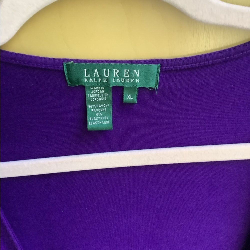 Lauren Ralph Lauren long sleeve purple top low cut size XL stretchy.ππ - Picture 4 of 5